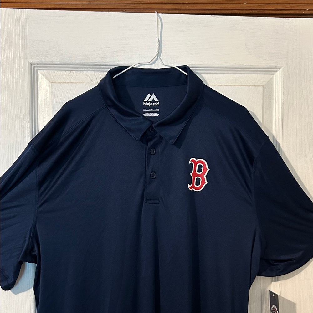 Majestic Dark Blue Polo with Red Emblem